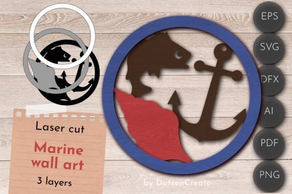 3D Layered Fishing Wall Art, Sea Sign