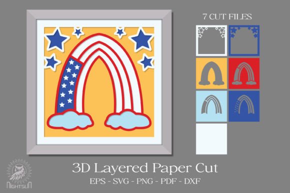 American Rainbow 3D Layered Paper Cut Font