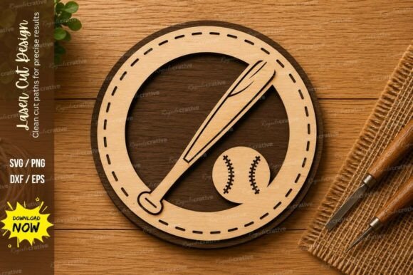 Baseball Bat SVG | Sports Circle Laser Cutting Design
