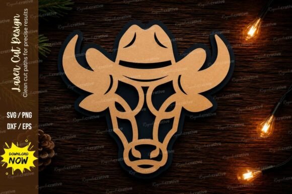 Bull Head Laser Cut SVG Design: Crafting Precision