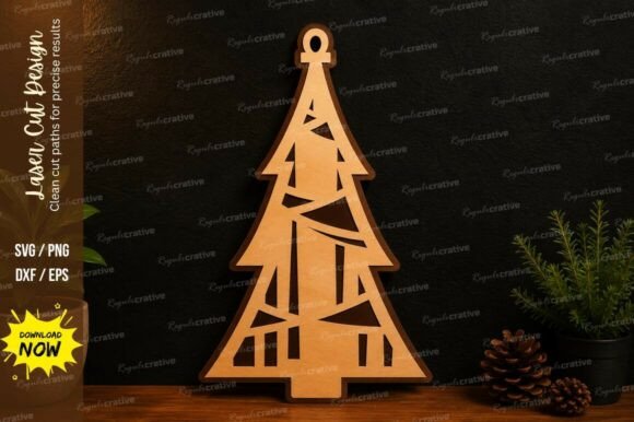 Christmas Tree House Laser Cut SVG Design