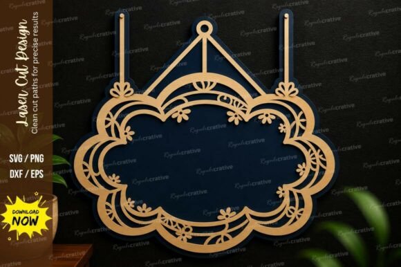 Cloud Hanging Frame SVG Laser Cut Wall Design
