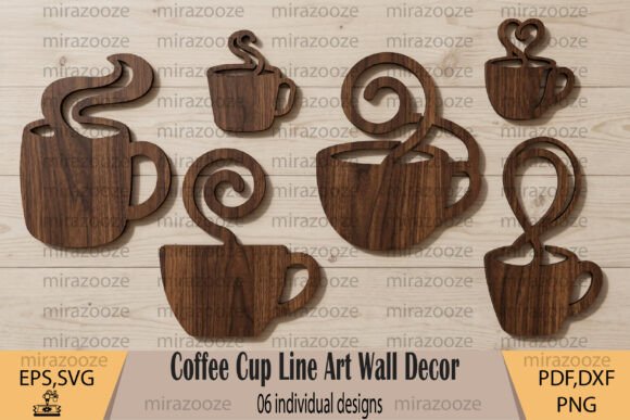 Coffee Cup Line Art Wall Decor