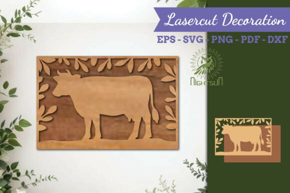 Cow Lasercut Wall Decor SVG: Rustic Charm for Your Projects