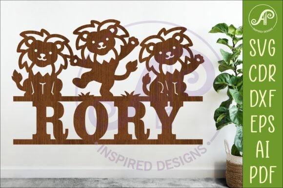Cute Lions Name Sign SVG: Safari Animal Wall Art