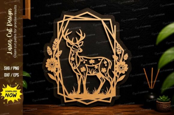 Deer Frame Ornament Laser Cut Svg Design