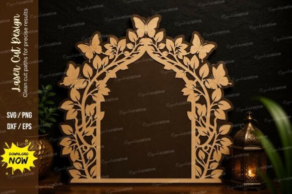 Elegant Floral Arch Frame for Laser Cutting