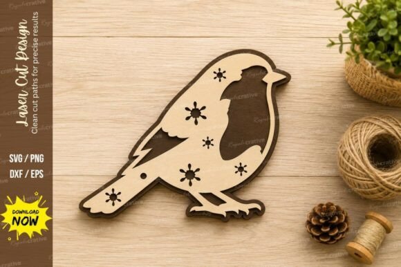 Elegant Robin Bird Laser Cut SVG Design for Crafters