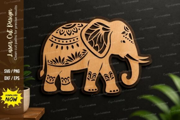Elephant Mandala Laser Cut Svg Design