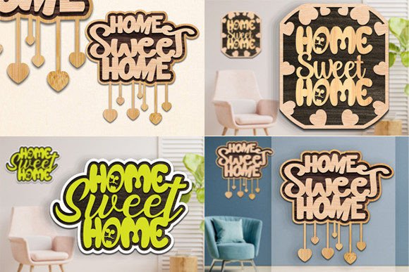 Home Sweet Home Wall Decor Laser Cut Set