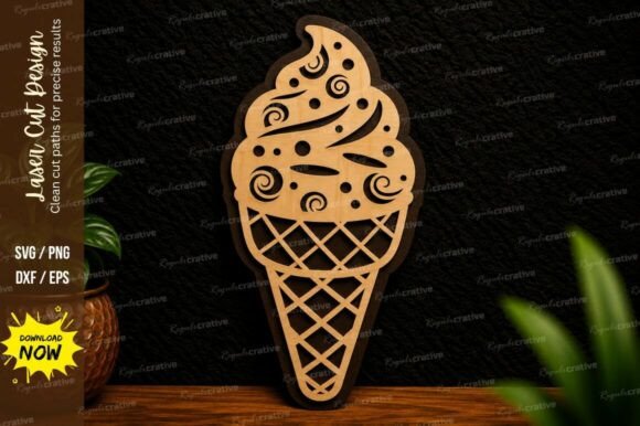 Ice Cream Cone Laser Cut SVG Sweet
