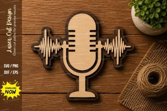 Microphone Sound Wave SVG: Music Studio Design Files