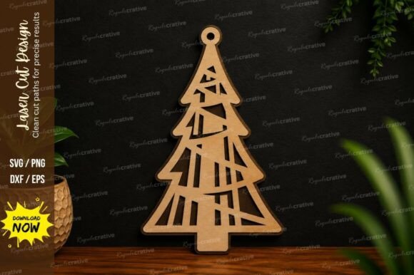 Modern Christmas Tree SVG for Laser Cutting