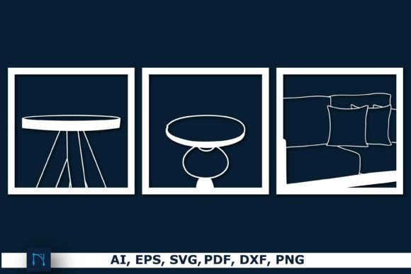 Modern Laser Cut Furniture Wall Decor Bundle SVG