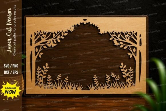 Nature Landscape Frame Laser Cut SVG