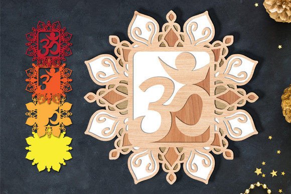 OM Laser Cut Wall Decor Design: Multilayered Artistry