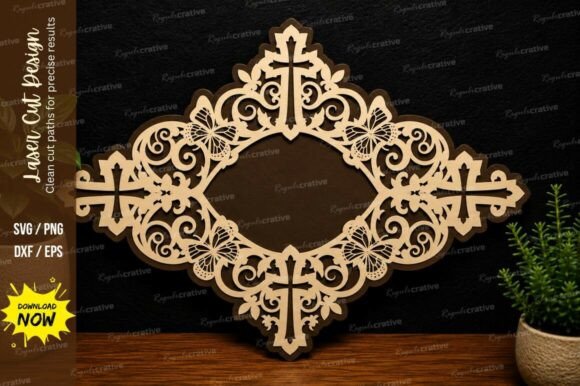 Ornate Cross Frame Laser Cut Svg File