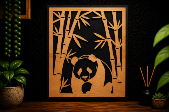 Panda Bamboo Frame Laser Cut SVG Design: Creative Uses