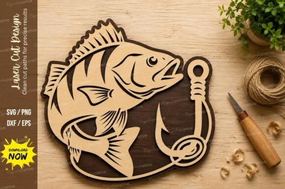 Precision Bass Hook Laser Cut SVG Design for Crafters