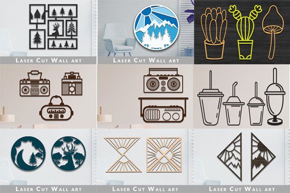 Set of Wall Art Laser Cut SVG Bundle for Modern Designs