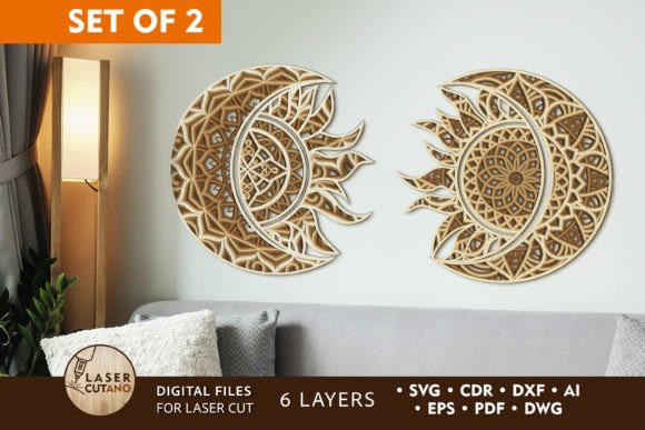 Solar Eclipse Wall Art Sun and Moon: Creative Laser Cut Files