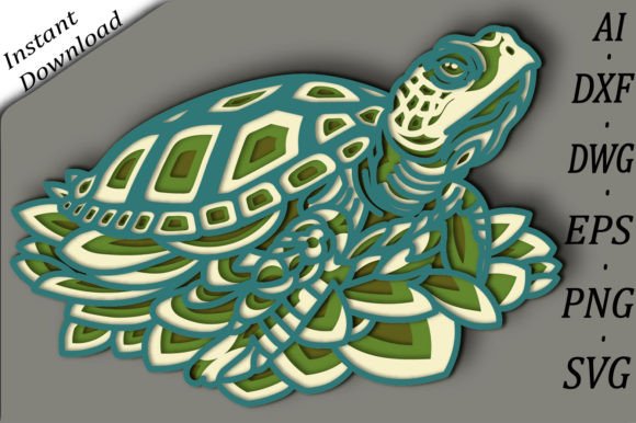 Unique Turtle Multilayer SVG: A Creative Paper Cut Design