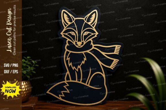 Winter Fox Laser Cut SVG Design for Crafters