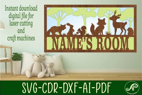 Woodland 3 Layer Name Sign SVG File
